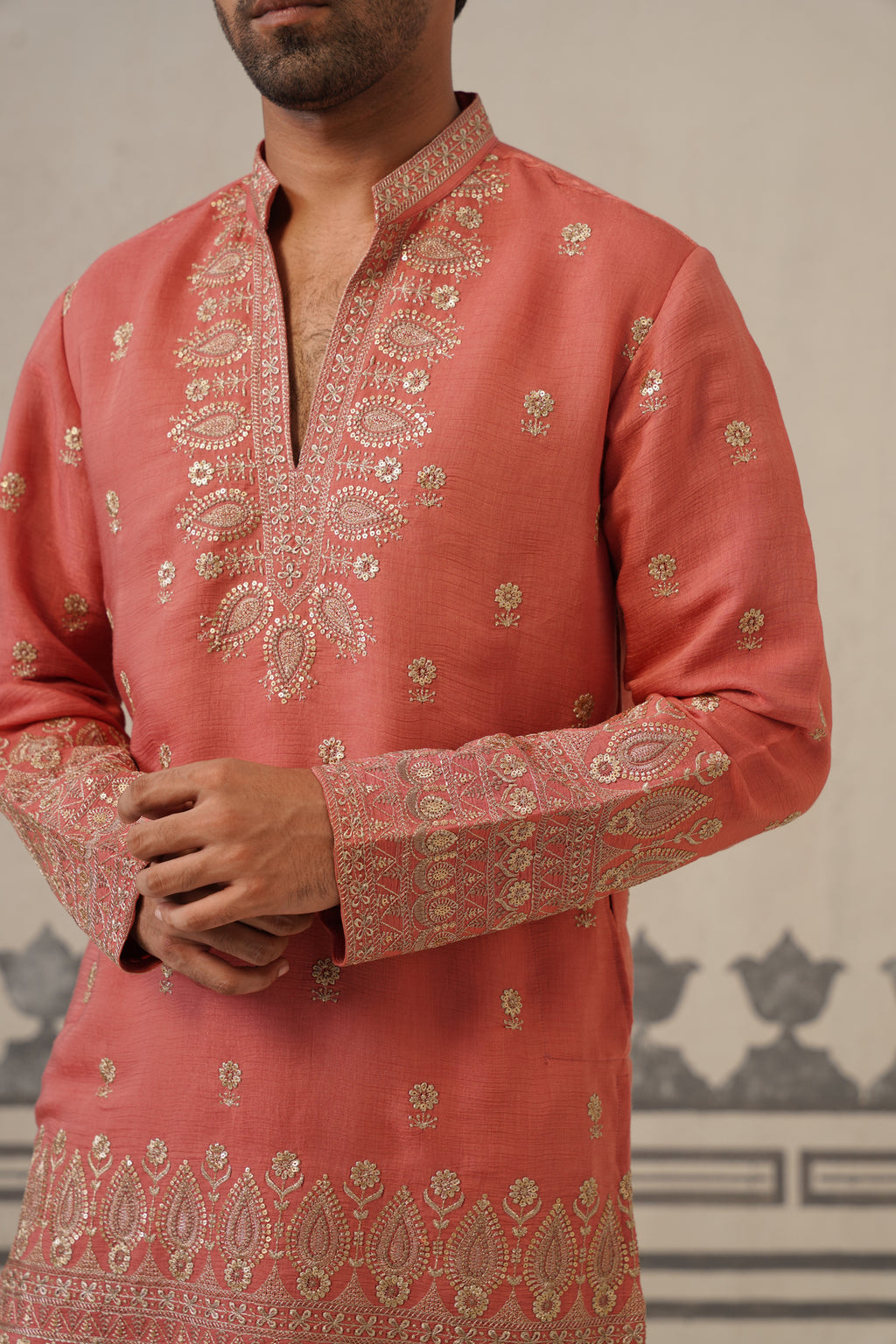 Dusty Pink V-Neck Cord Set