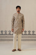 Grey Jacquard Print Kurta Set