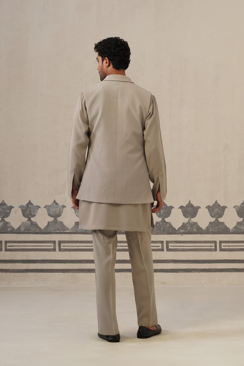 Solid Grey Japanese Jacket Set