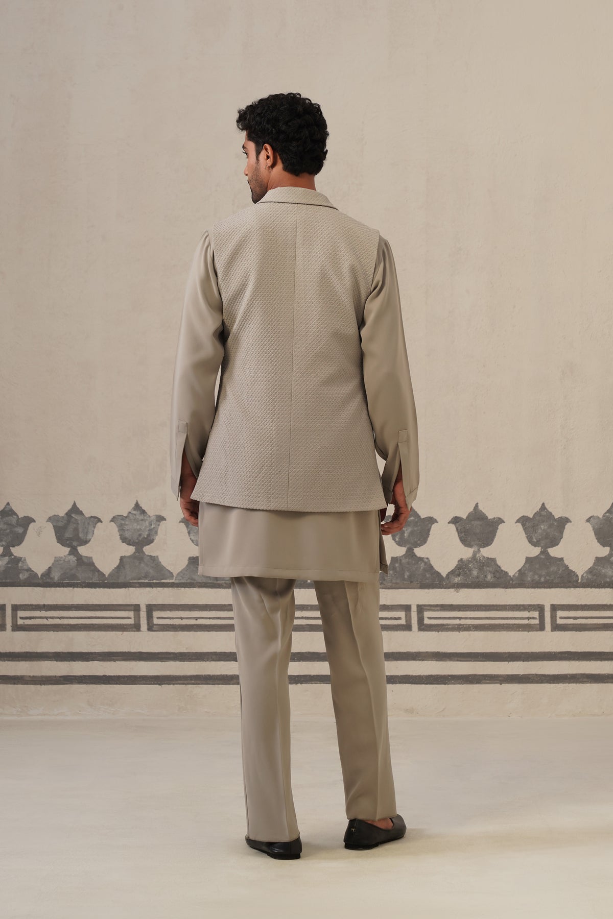 Solid Grey Japanese Jacket Set