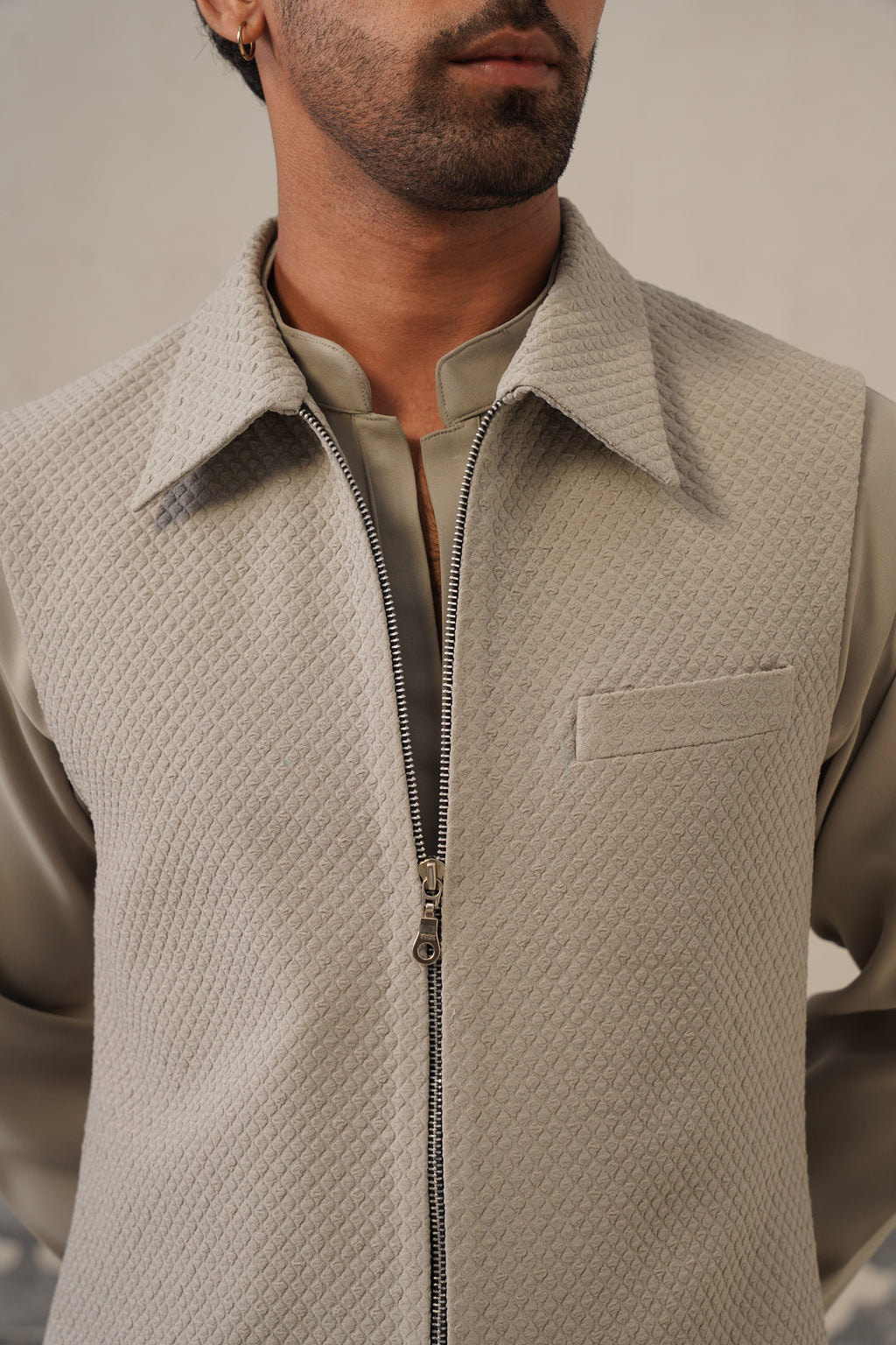 Solid Grey Japanese Jacket Set