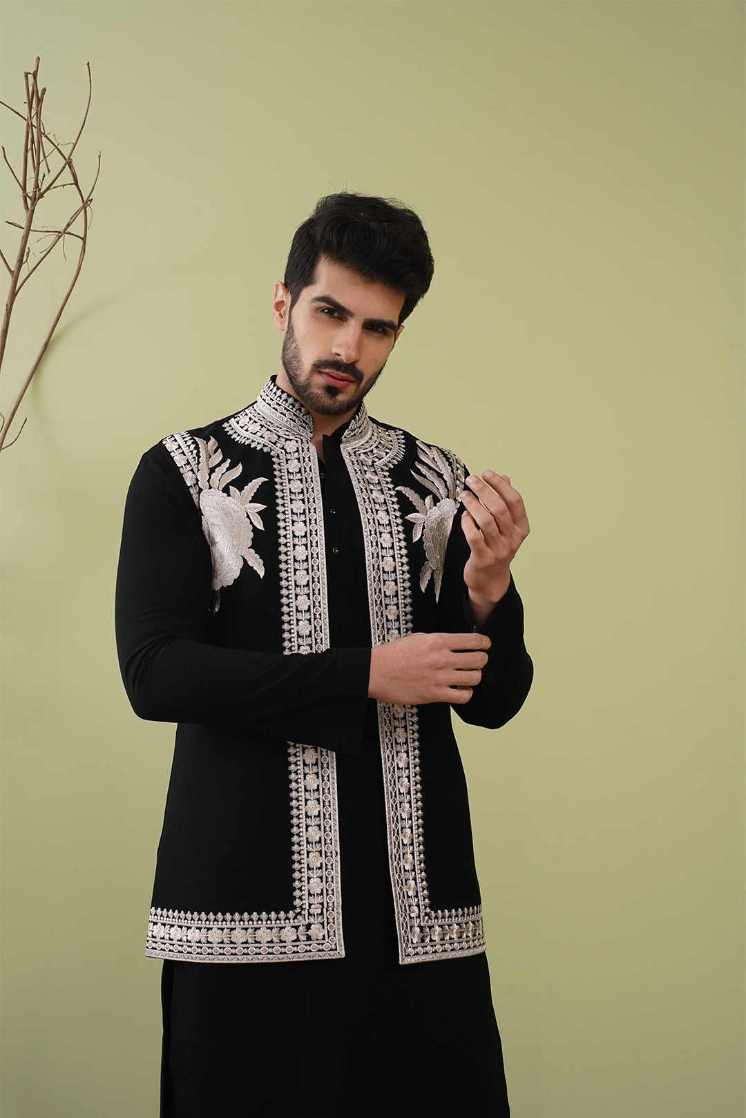 Black Threadwork Jacket Set - The Absolute House Of Design 