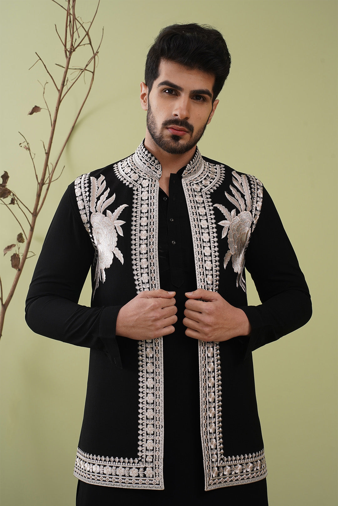 Black Threadwork Jacket Set - The Absolute House Of Design 